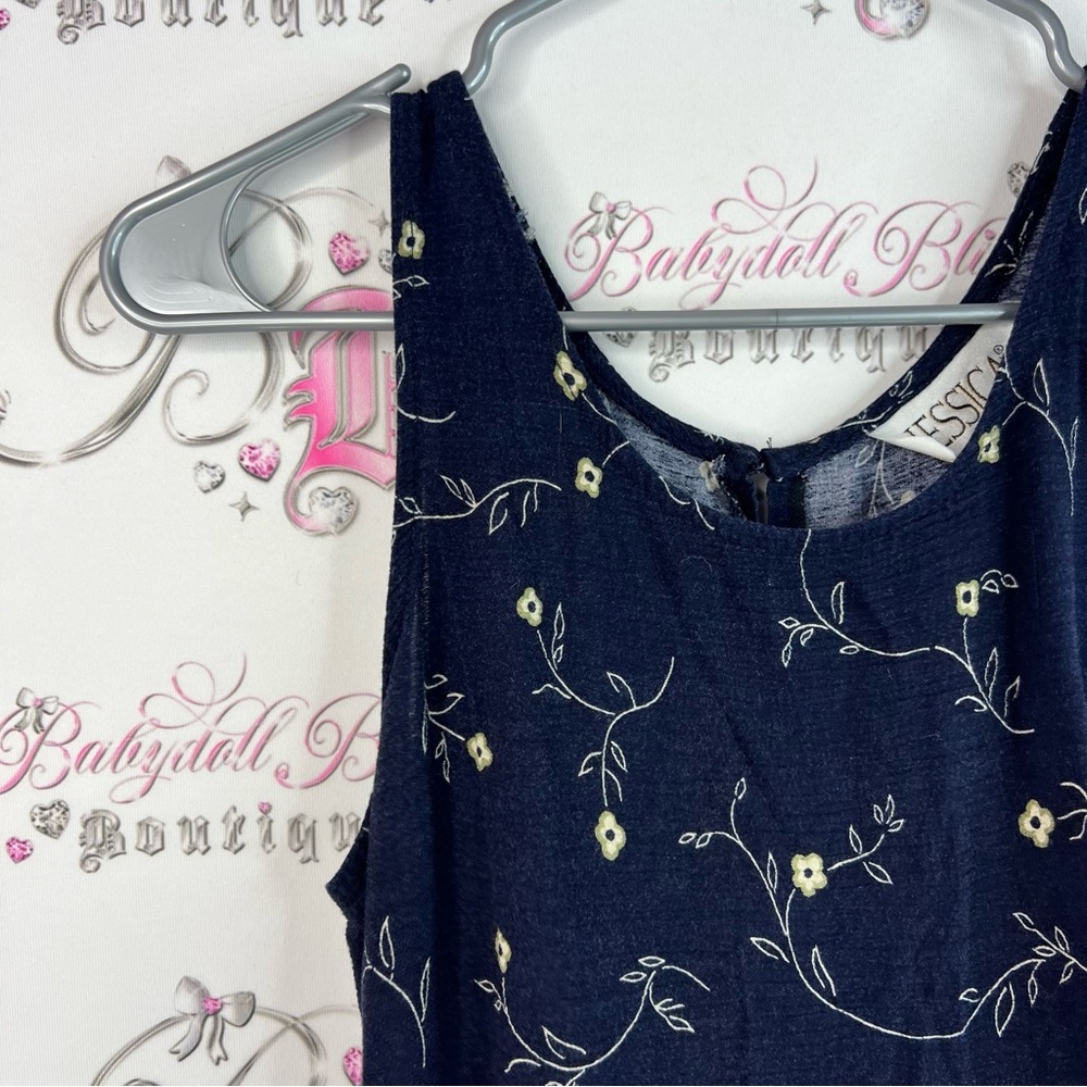 Jessica dress maxi long vintage belted tie up ribbon bow Navy Floral Maxi Dress - Picture 6 of 16